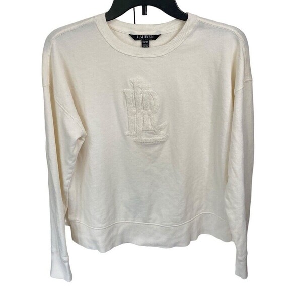 Lauren‎ Ralph Lauren Black Label Oversized Initial Sweatshirt Ivory Size XS - Picture 1 of 5